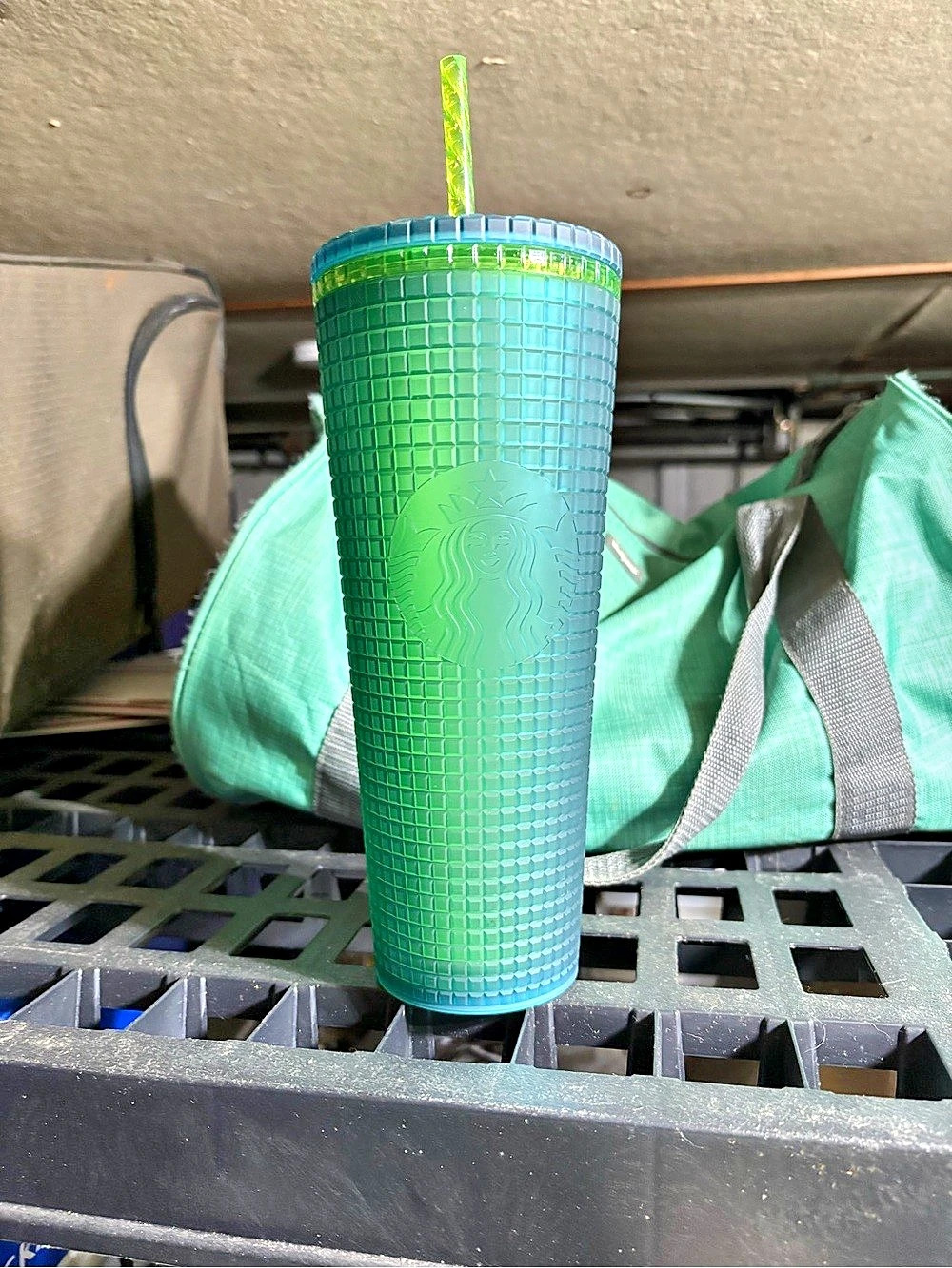 Starbucks Light Green Jeweled Cold Cup Tumbler